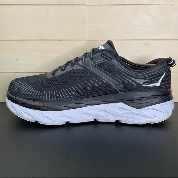 Hoka Bondi 7 Black White Men's Size 10.5 2E Running Shoes Wide 1110530 BWHT - Picture 2 of 11